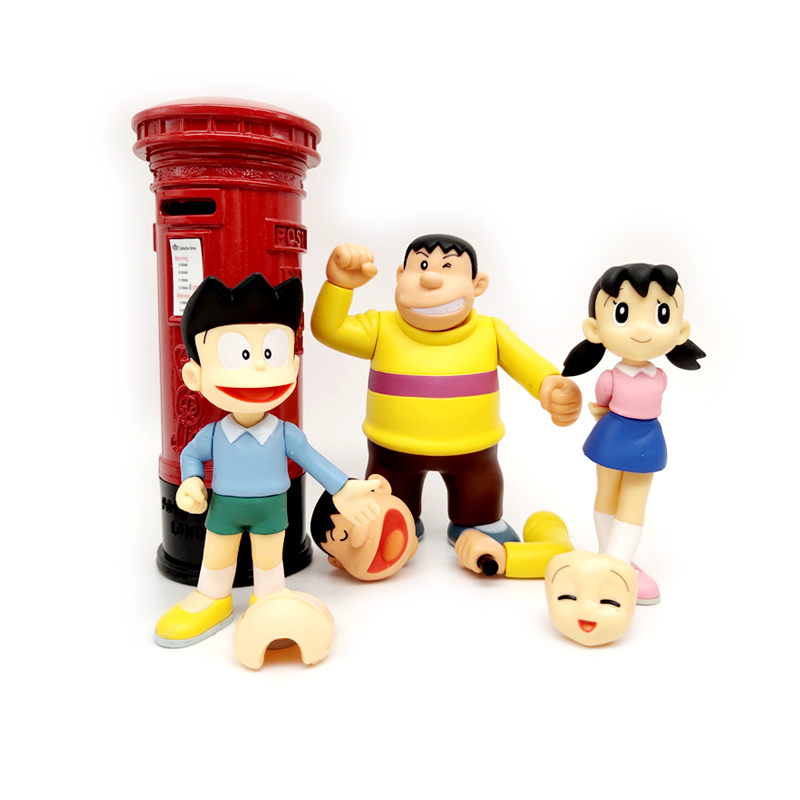 现货叮当多啦美换脸可动公仔 蓝胖子胖虎 大雄任意门人偶模型礼物