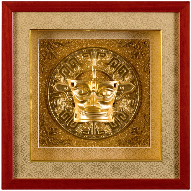 三星堆面具黄金金箔工艺品博物馆文创纪念品产品四川旅游特色礼品