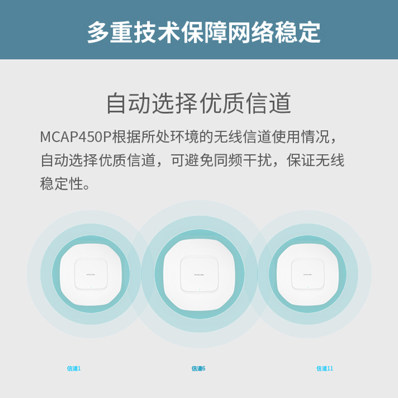 水星450M无线吸顶式AP 百兆POE供电端口P家用别墅小公司办公酒店宾馆壁挂室内WIFI覆盖无缝漫游MCAP300P/450P