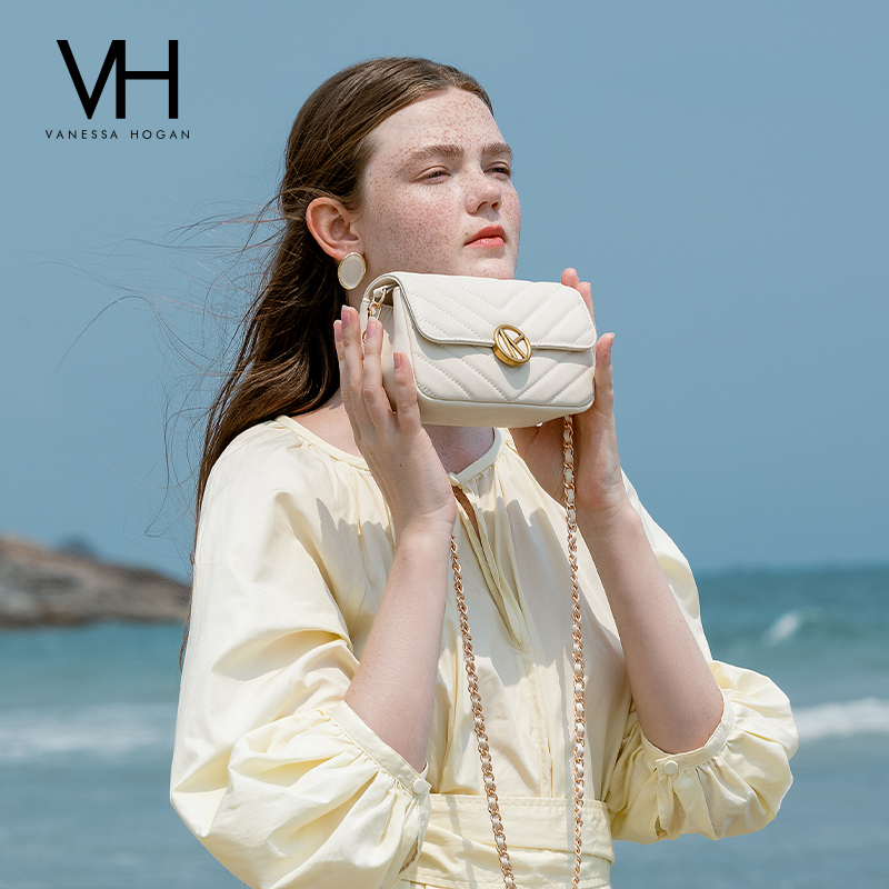 【6期免息】VH女包雅然斜挎包时尚珍珠包包高级感菱格链条单肩包
