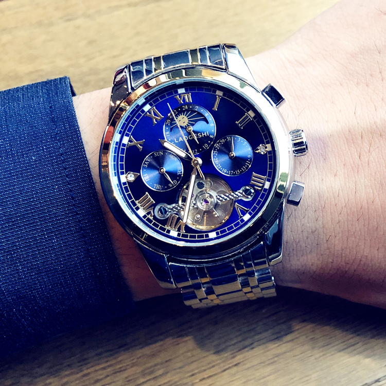 2024新款镂空陀飞轮全自动机械表手表男士夜光防水潮流黑马腕表