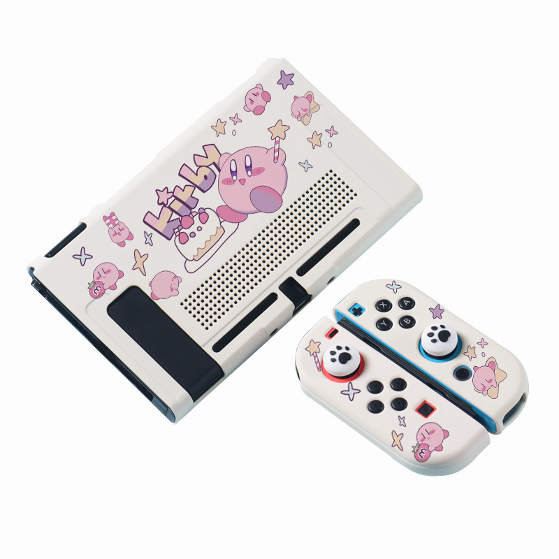 任天堂switch保护壳oled硬底座壳一体硅胶手柄软壳星之卡比ns续航版保护套nintendo可插底座分离式便携收纳包