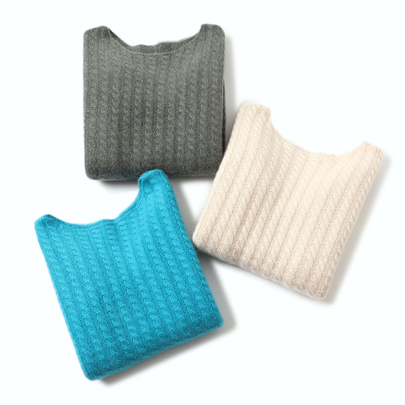 核心刚需系列!冬重磅加厚羊绒衫女纯羊绒毛衣圆领麻花宽松慵懒风