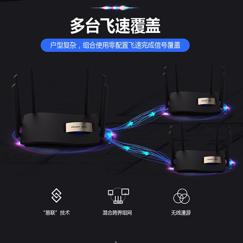 Ruijie/锐捷睿易无线路由器高速千兆RG-EW1200G PRO大功率双频mesh分布式路由器大户型别墅wifi组网漏油器