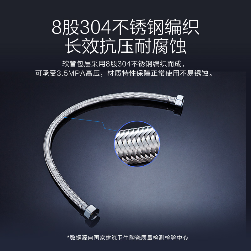 九牧304不锈钢进水软管金属编织4分冷热软管水管马桶热水器水管
