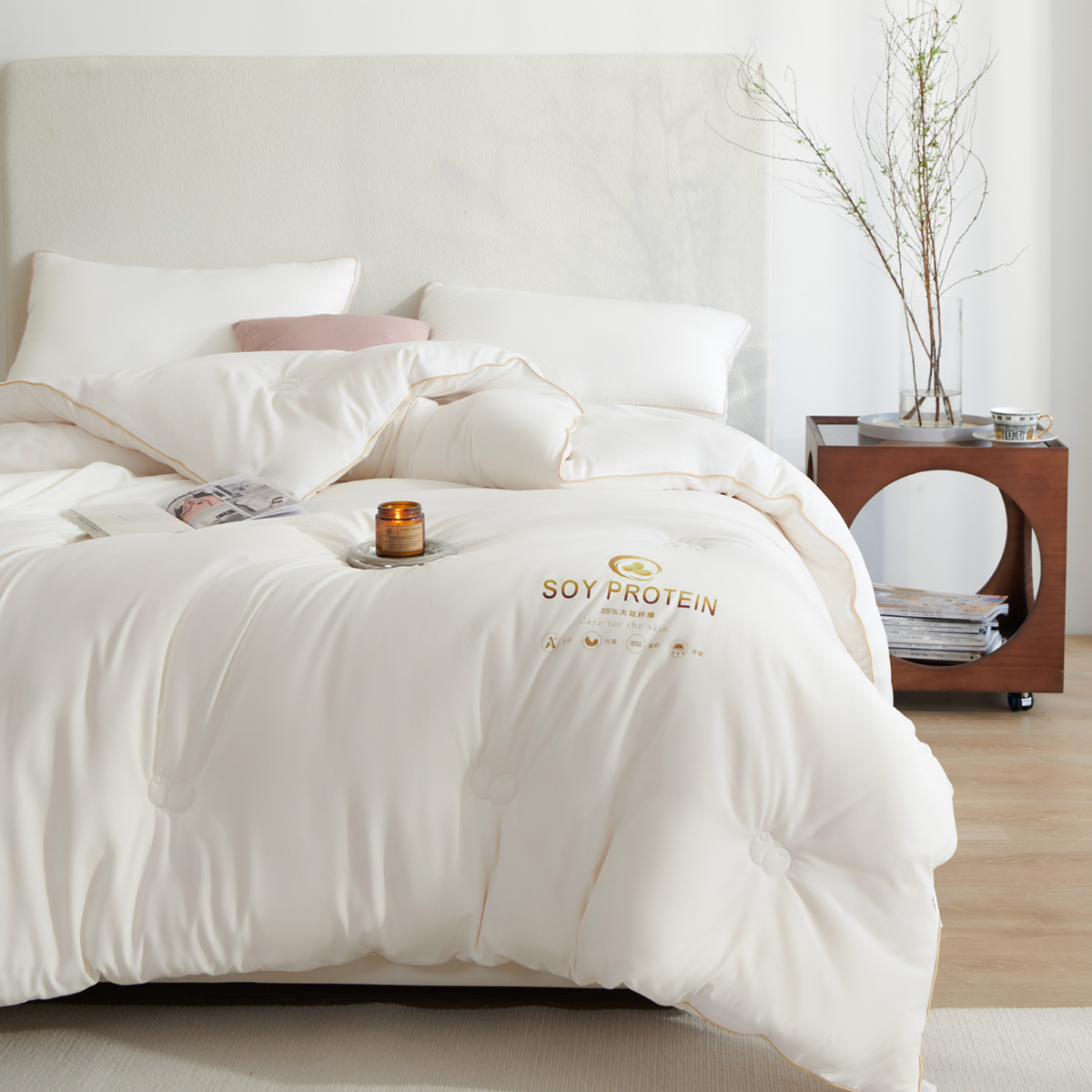 【直播推荐】多喜爱被芯春秋被A类水洗面料35%大豆纤维子母被冬被