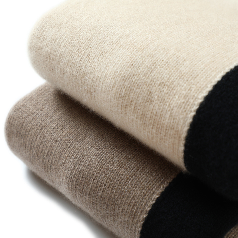 笃定业界品质！加厚圆领羊绒衫女拼色纯羊绒毛衣针织衫宽松慵懒风