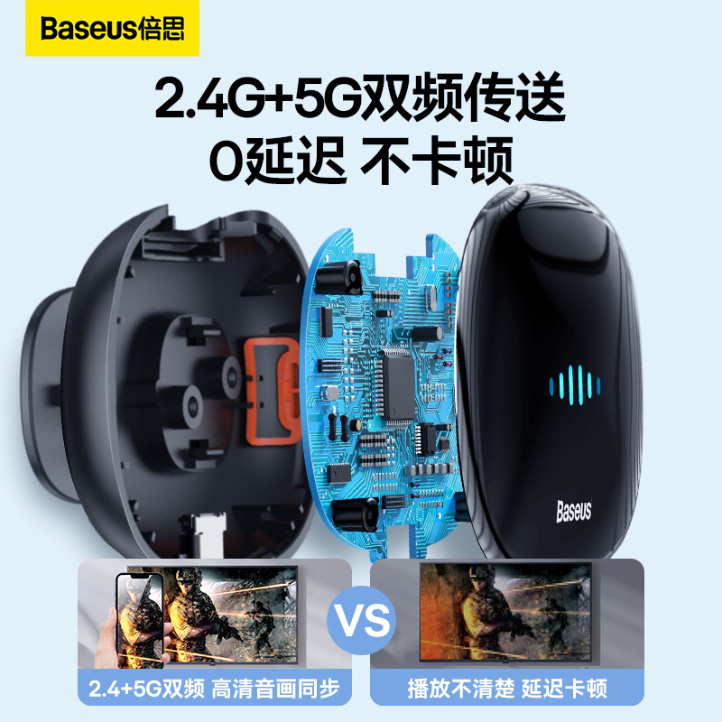 倍思投屏器手机连电视无线同屏hdmi连接转接器显示器电脑投影仪