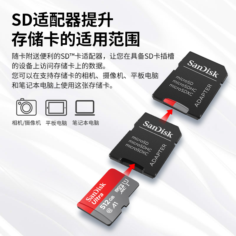 闪迪内存卡512g储存tf卡switch高速存储卡手机相机micro sd卡256g