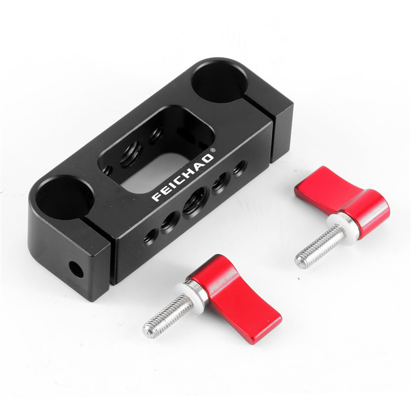 飞超 摄影兔笼底座长焦镜头云台座双孔管夹15mm导管配件管夹云台