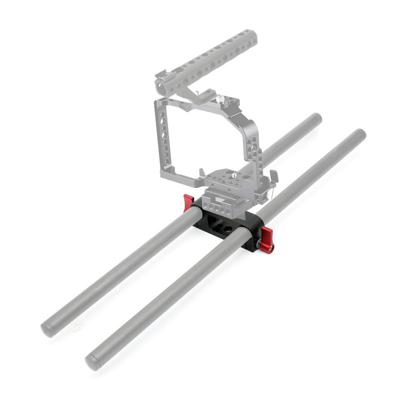 飞超 摄影兔笼底座长焦镜头云台座双孔管夹15mm导管配件管夹云台