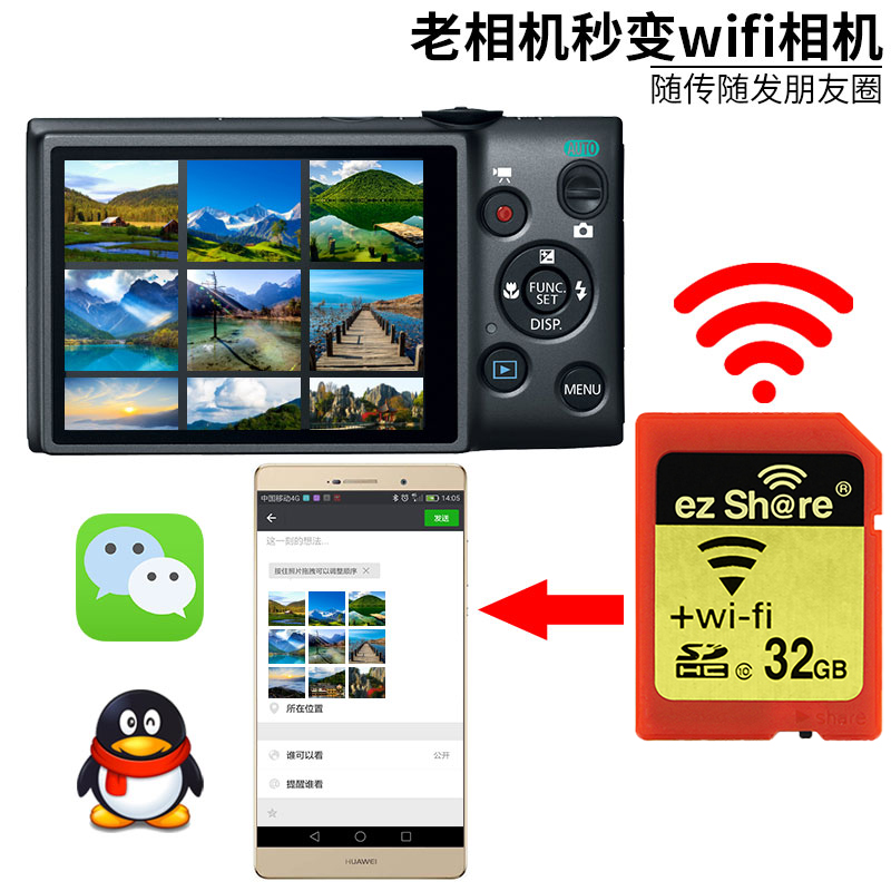 易享派wifi sd卡32g存储卡内存卡单反相机微单无线带WiFi的SD卡