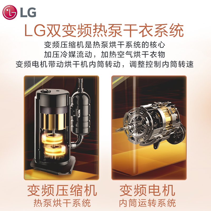 原装整机进口LG小旋风双变频热泵10kg干衣烘干机家用滚筒式 10V9A