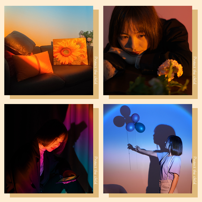 日落灯氛围灯宇航员夕阳投影落日卧室拍照背景气氛网红彩虹小夜灯