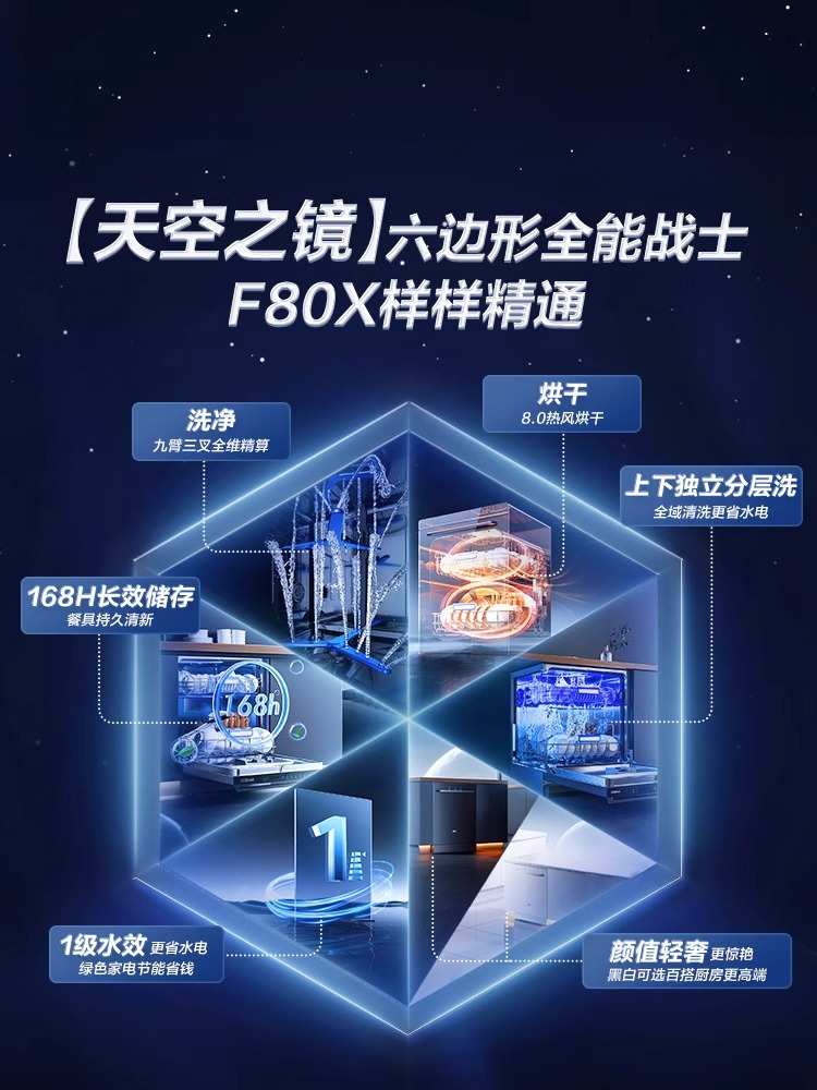 [王一博同款]老板F80X洗碗机15套全自动嵌入式热风烘干除菌消毒