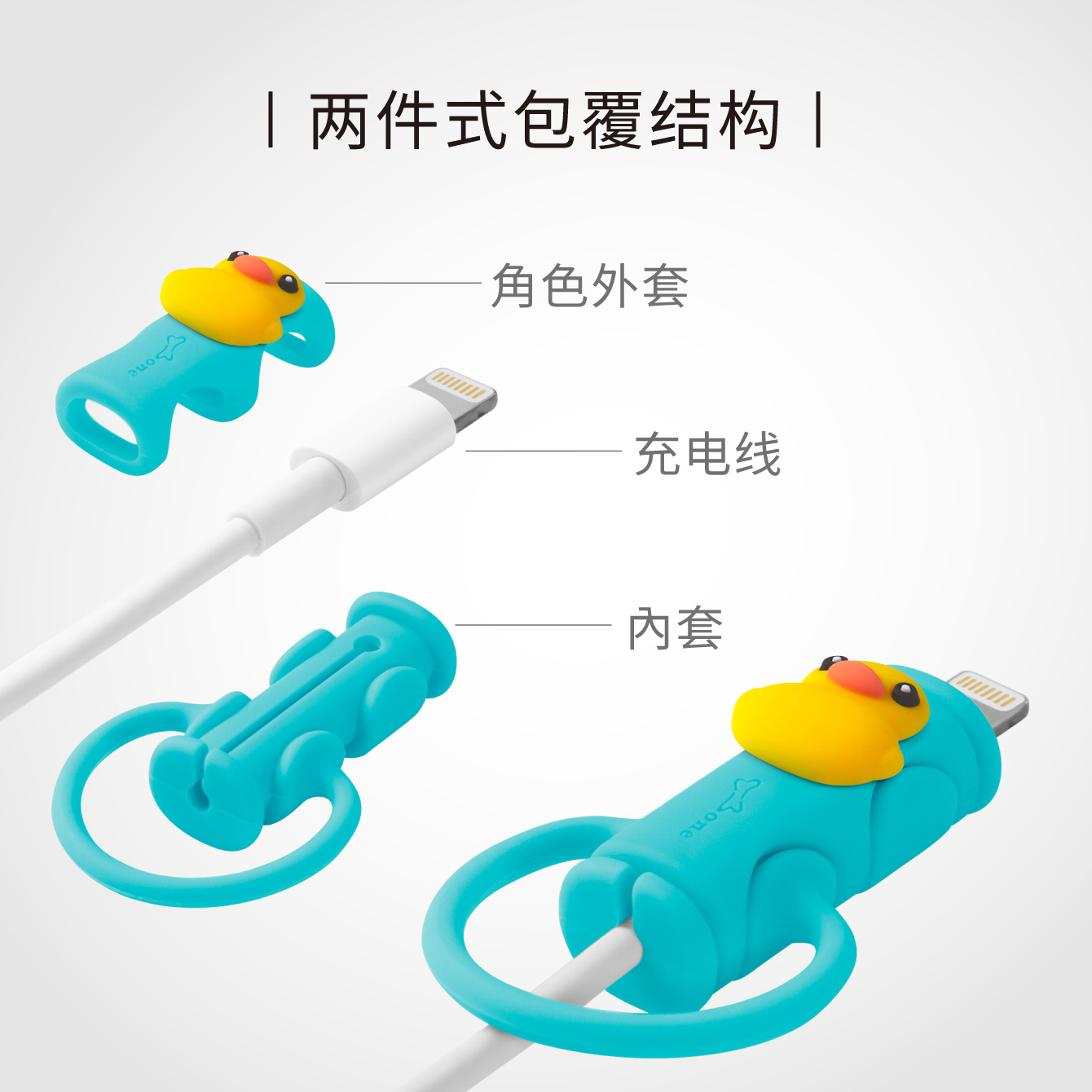Bone数据线保护套适用苹果usbc卡通硅胶收纳线绑iPhone15pro手机20w快充充电头ipad华为tpyec双头耳机防折断