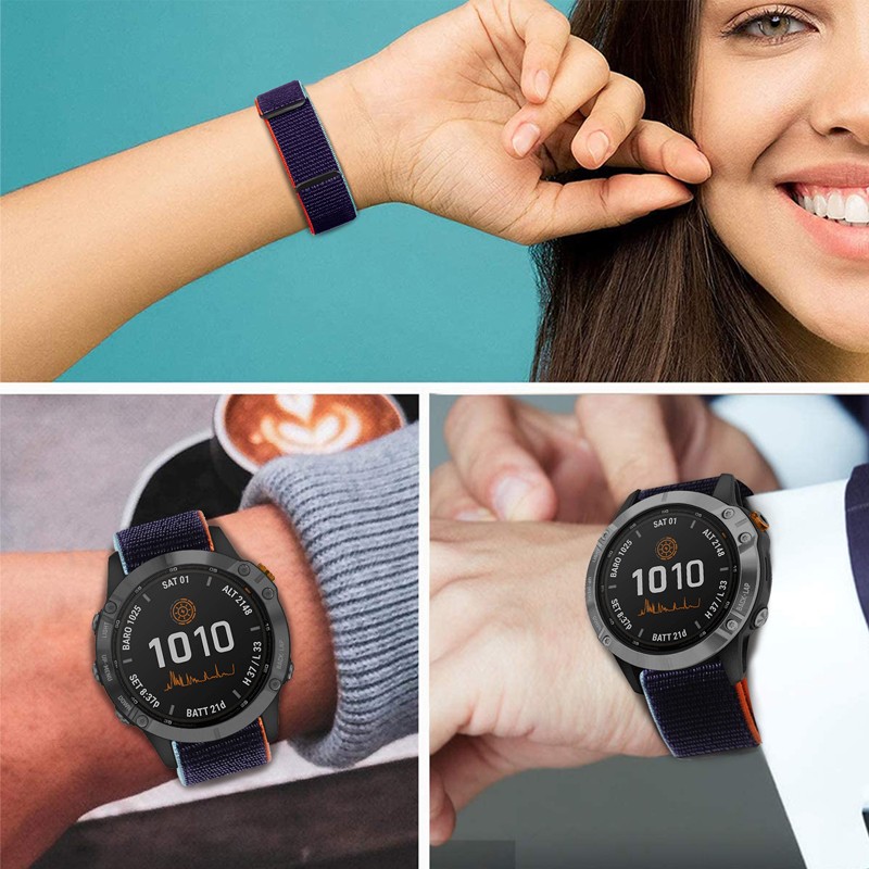 适用佳明快拆尼龙表带Garmin飞耐时Fenix7X/EPIX泰铁时/Fenix6X/Fenix3HR/955/935本能MK2魔术贴针织替换腕带