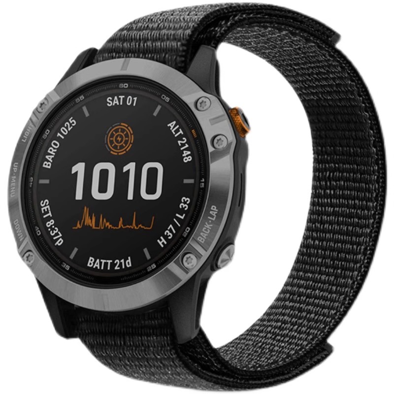 适用佳明快拆尼龙表带Garmin飞耐时Fenix7X/EPIX泰铁时/Fenix6X/Fenix3HR/955/935本能MK2魔术贴针织替换腕带