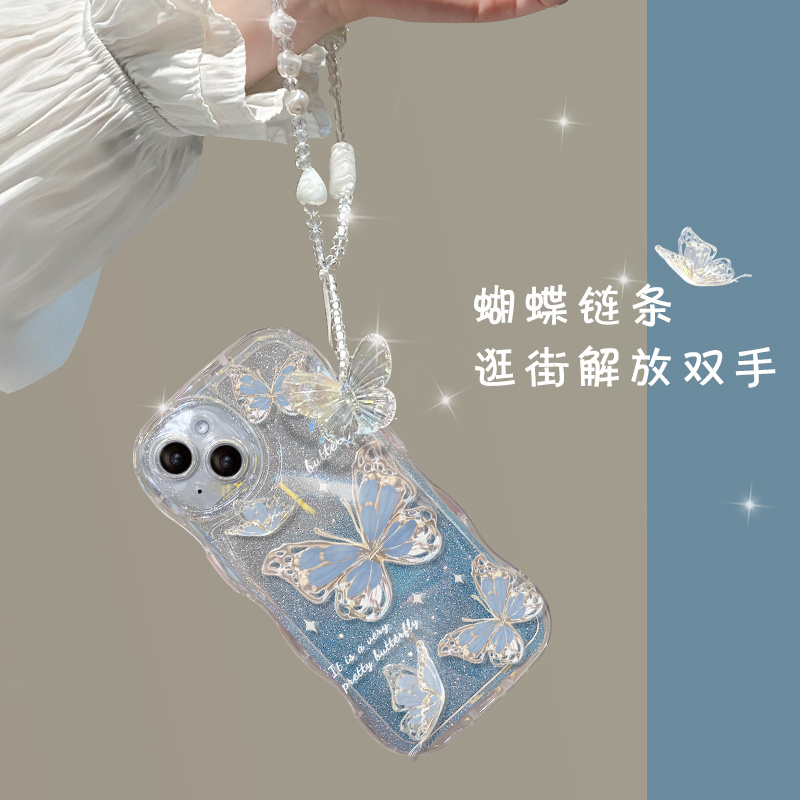 波浪气垫蝴蝶手链适用华为p60手机壳nova10新款mate50pro女荣耀80/70软壳60se透明nova9/8/7/6/5冷淡风magic5