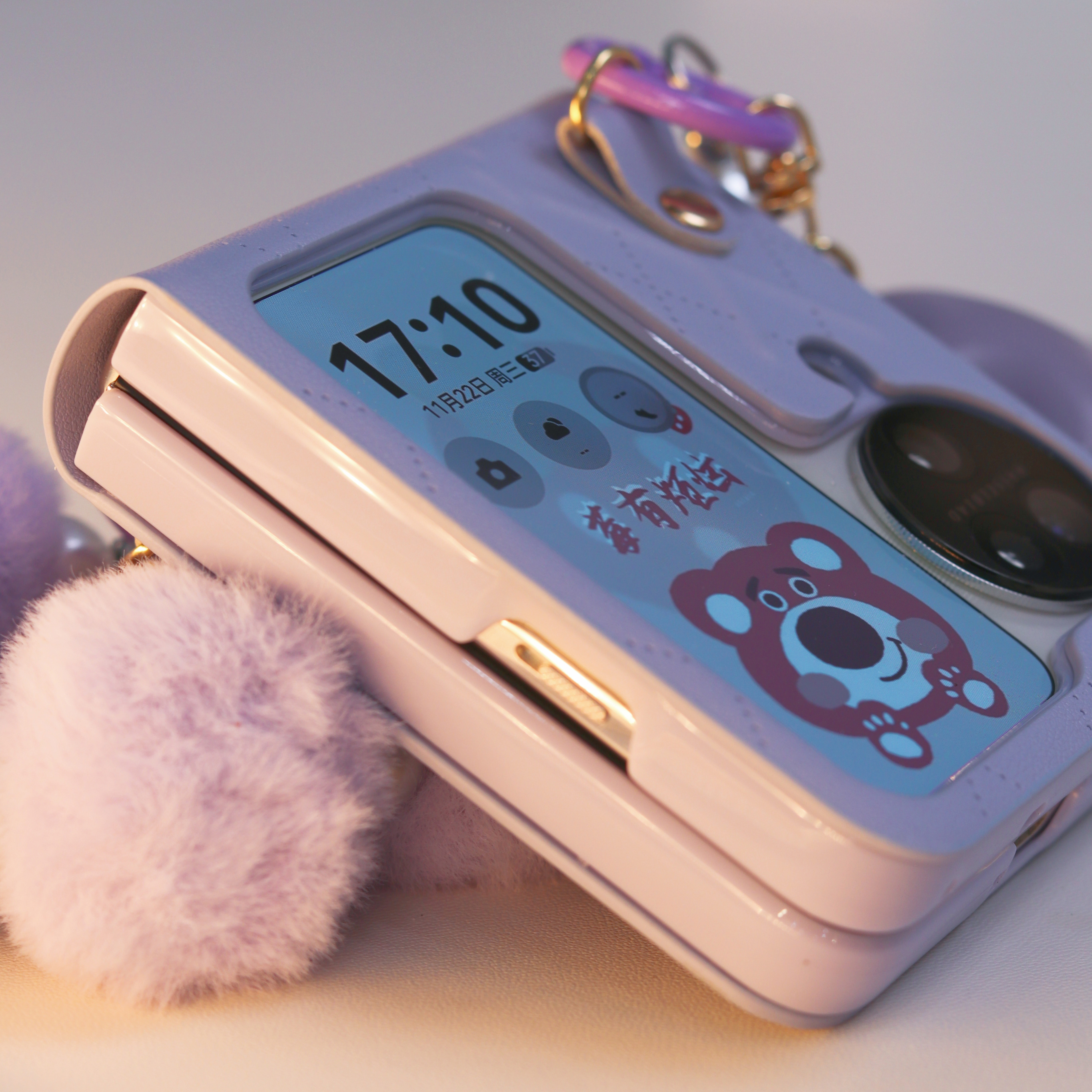 oppofindn3flip手机壳冬季新款findn2flip全包n2flip防摔中轴OPPO折叠毛绒链pocket2套findn3flip小鹿女适用