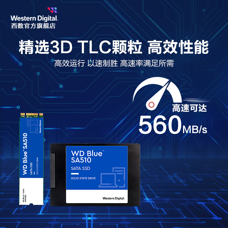 WD西数固态硬盘250g 500g 1t 2.5寸笔记本SSD 1tb台式电脑SA510