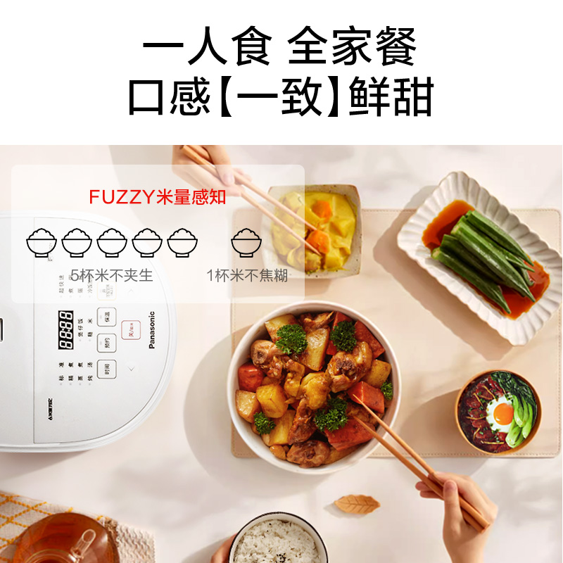 松下饭蹲蹲电饭煲家用可预约多功能电饭锅DL101煮饭煮粥1-6人3.2L