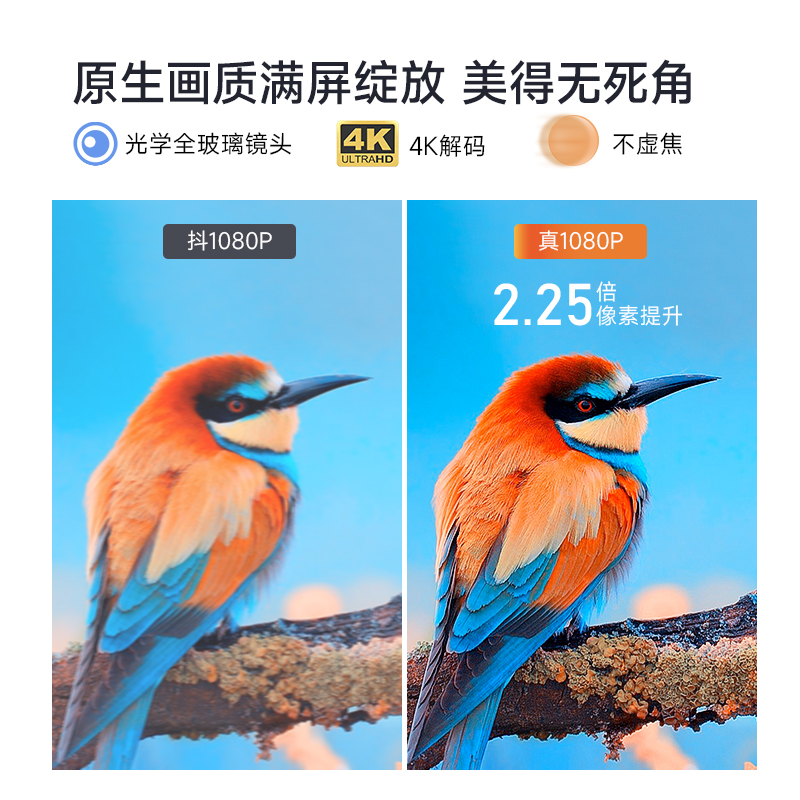 【LCD标杆】OBE大眼橙C1投影仪超高清家用投影仪真1080P国货LCD标杆智能手机同屏卧室客厅投墙大屏家庭影院