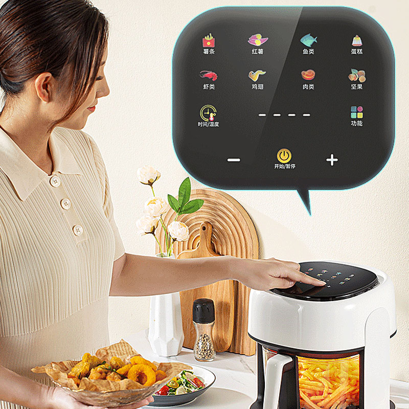 知美新款智能空气炸锅家用多功能全自动玻璃内胆可视大容量电炸锅