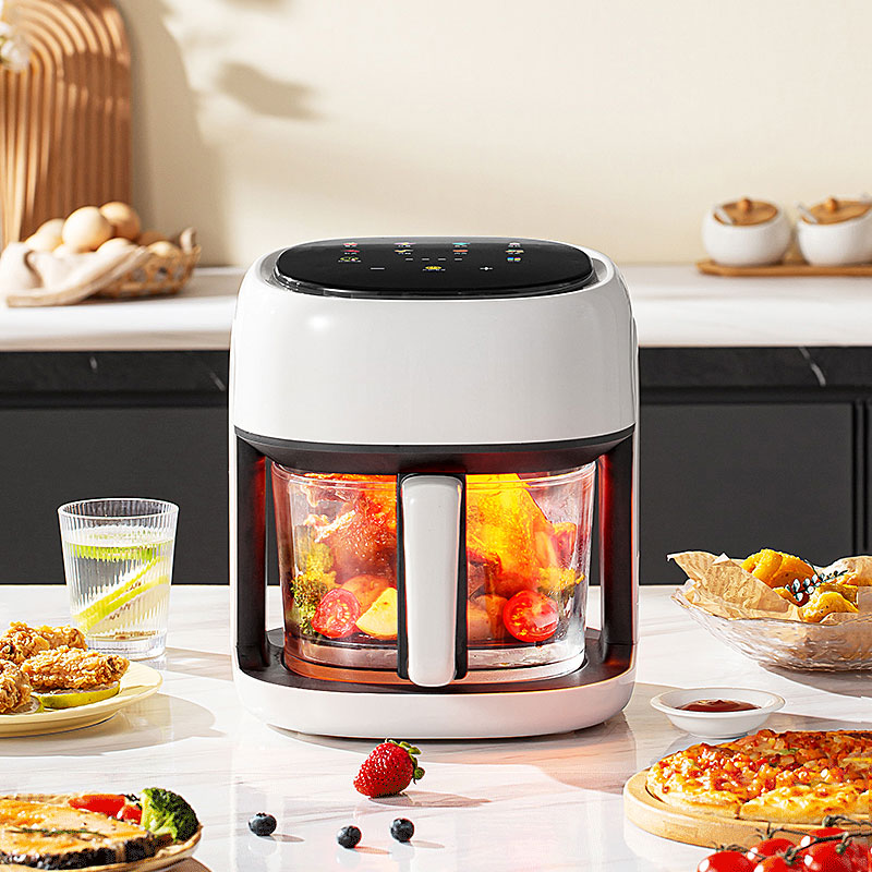 知美新款智能空气炸锅家用多功能全自动玻璃内胆可视大容量电炸锅