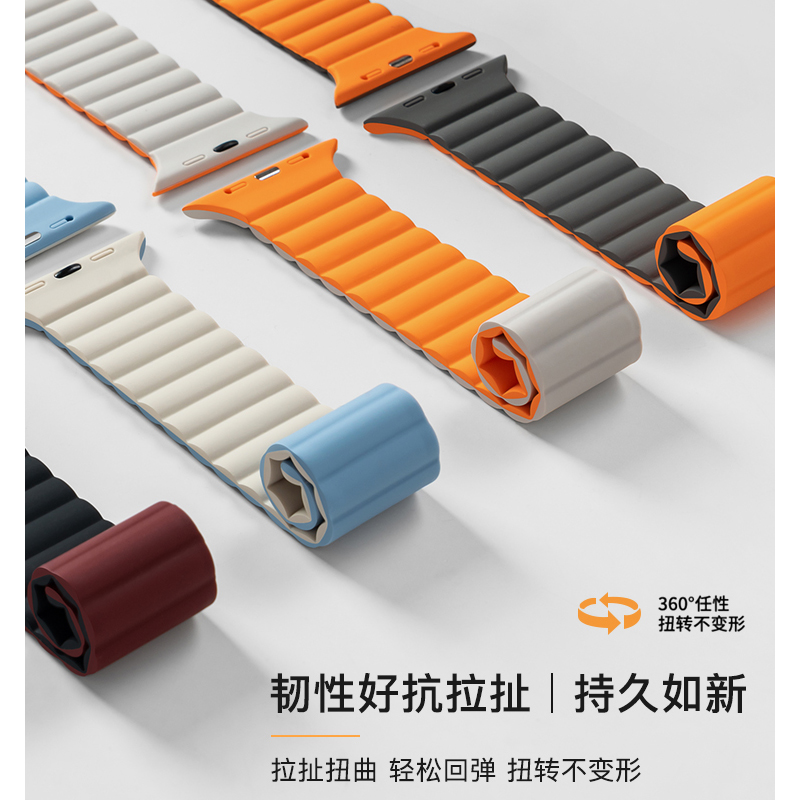 适用vivowatch2表带vivowatch3智能手表表带硅胶磁吸双色vivo watch3男女运动透气42/46mm兔栈原装快拆表耳