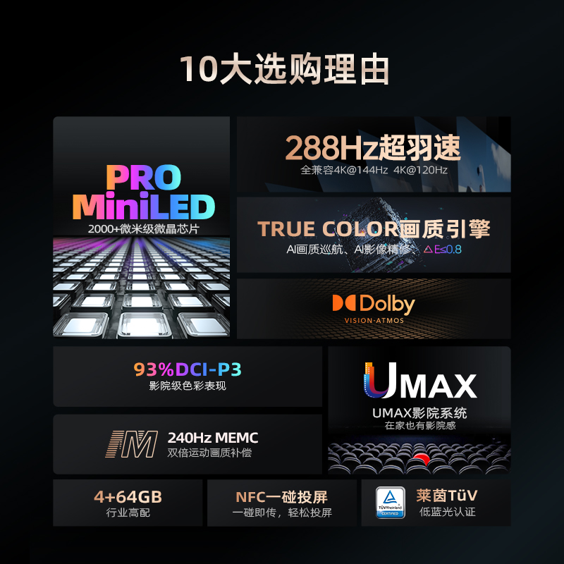 长虹65D8 MAX 65英寸288Hz超羽速高刷PROMiniLED4K液晶屏官方电视