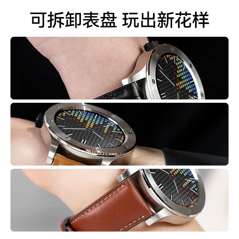 momodiz适配华为Watch GT cyber手表表壳闪变换壳牛皮表带时光相机保护壳cyber合金银色不锈钢亮面表壳保护套