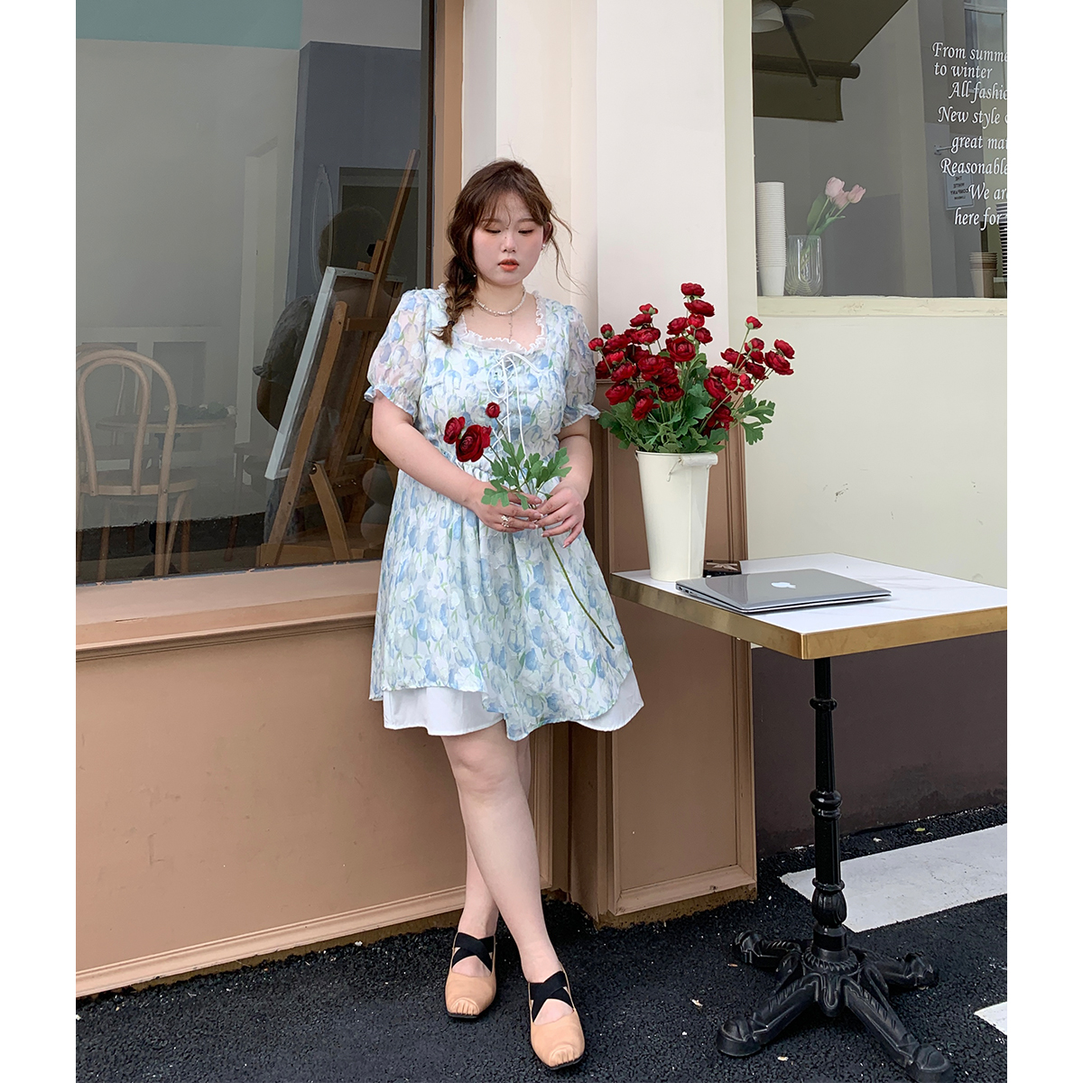 徐达布胖mm荷叶边连衣裙女夏季新款法式碎花裙显瘦高级感惊艳裙子