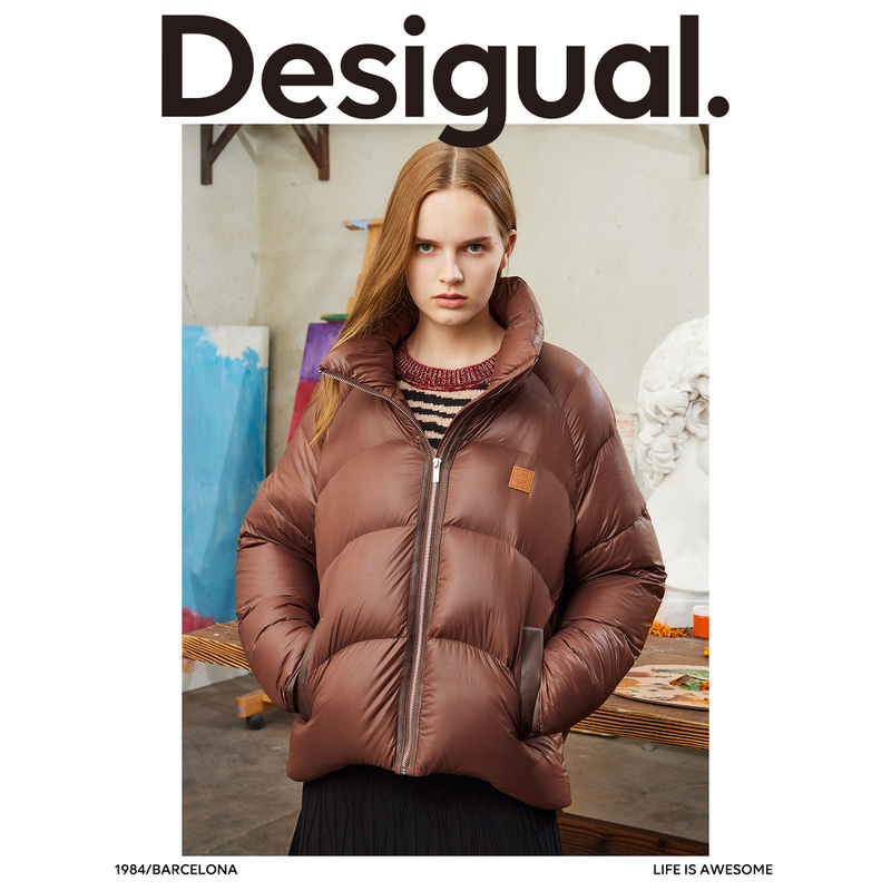 Desigual【西班牙时尚品牌】23秋冬宽松包边插肩短款羽绒服