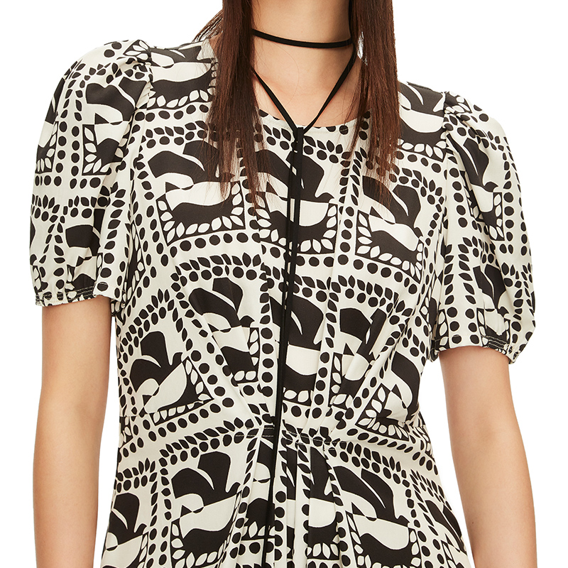 IIIVIVINIKO春夏新品波普印花天丝A字连衣裙女M210605121A