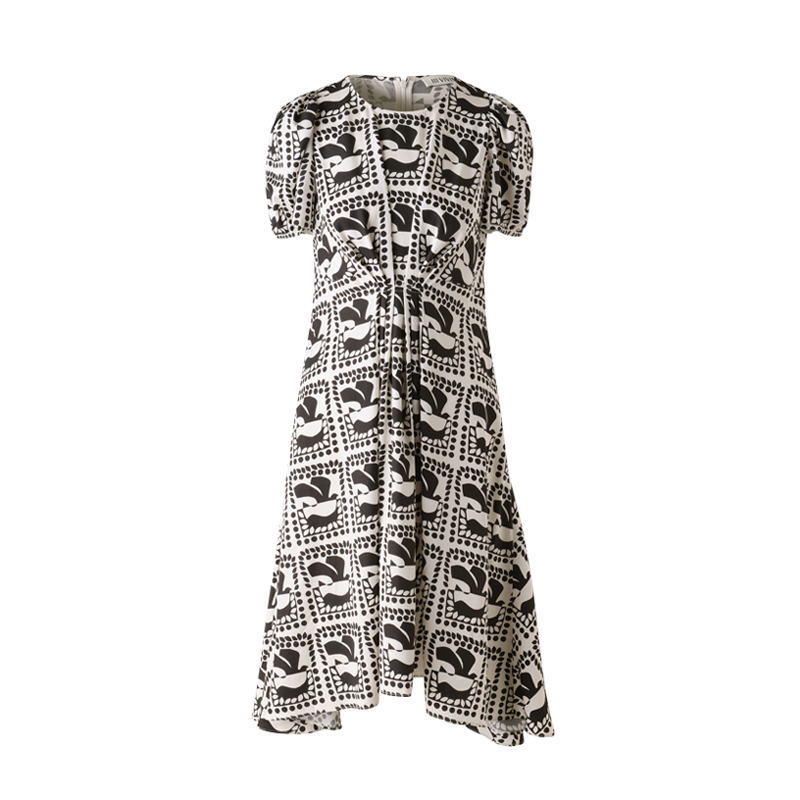 IIIVIVINIKO春夏新品波普印花天丝A字连衣裙女M210605121A