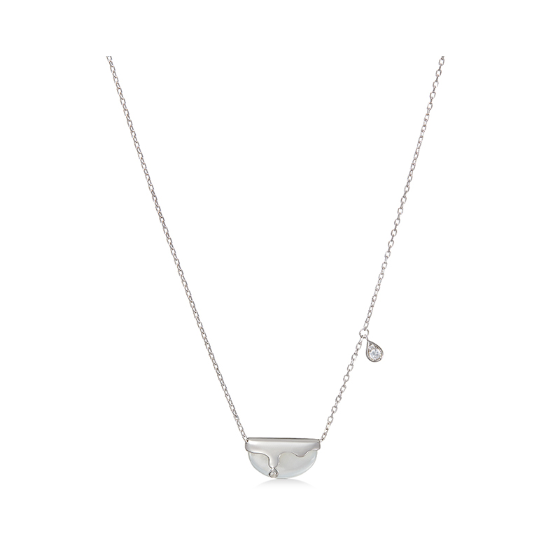 Neverfar半月水滴白贝母项链设计师精致时尚轻奢饰品女小众