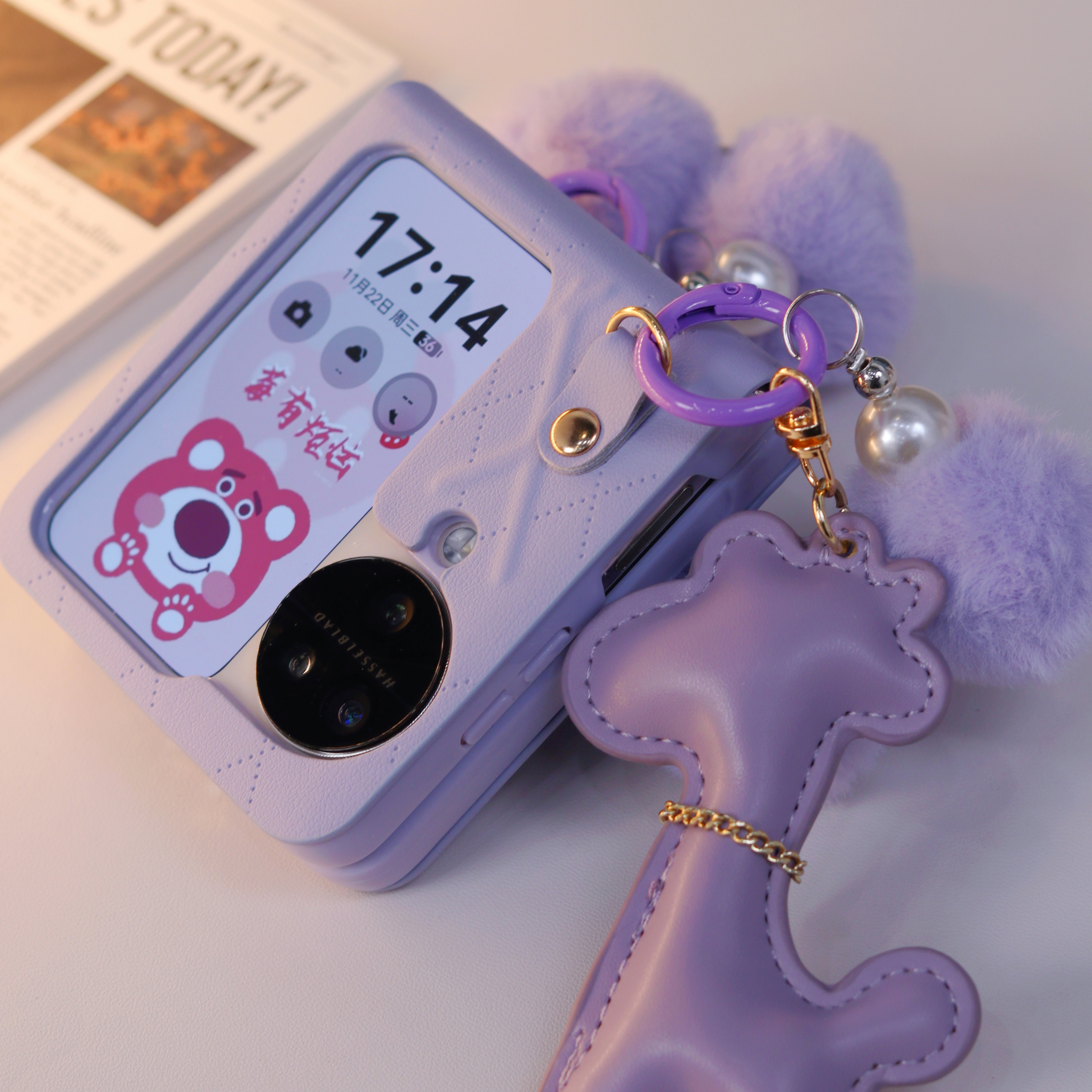 oppofindn3flip手机壳冬季新款findn2flip全包n2flip防摔中轴OPPO折叠毛绒链pocket2套findn3flip小鹿女适用