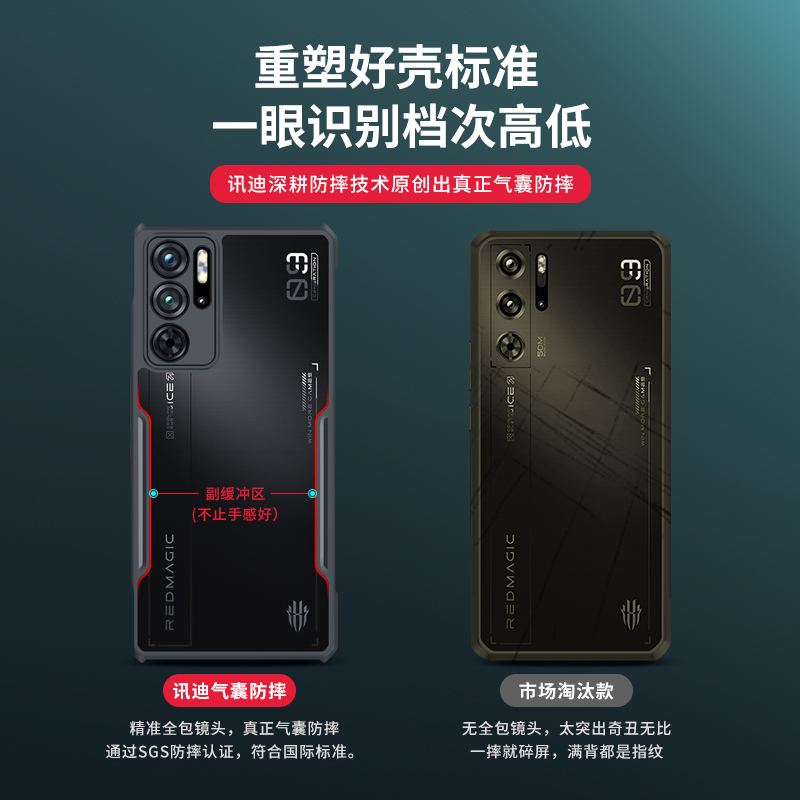 讯迪适用红魔9pro手机壳新款红魔9pro+保护壳镜头全包8pro保护套努比亚电竞8spro外壳高级感透明硅胶pro+机壳