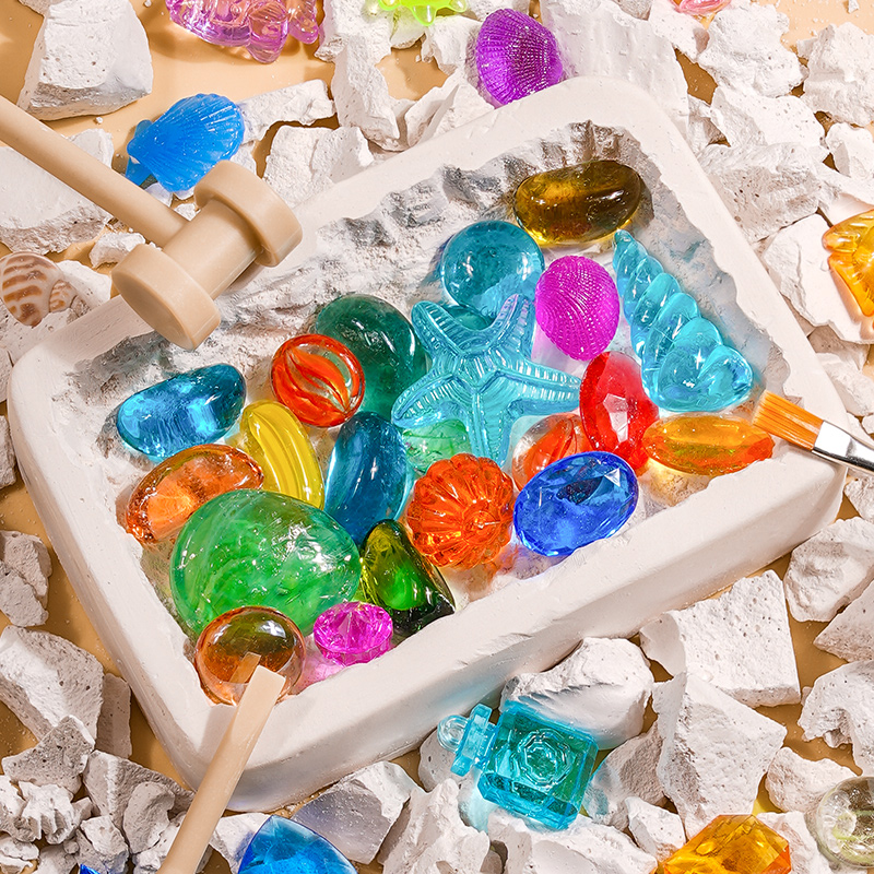 考古挖掘玩具寻宝石夜光恐龙化石膏盲盒儿童敲砸挖矿宝藏男孩女孩