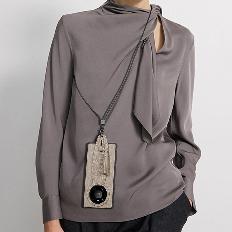 适用华为mate60pro手机壳新款50E真皮流苏支架软壳40RS保时捷设计30pro防摔创意纯色全包女高级感保护壳