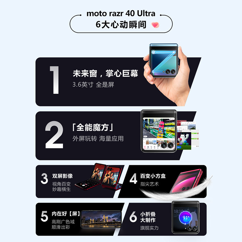 【柔和桃限定版限时优惠500】摩托罗拉moto razr 40Ultra 3.6英寸超大外屏正品官方旗舰店折叠屏手机官网官旗