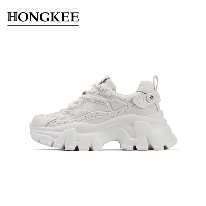Hongkee/红科夏季老爹鞋网面厚底休闲鞋2023新款透气女鞋H053X202