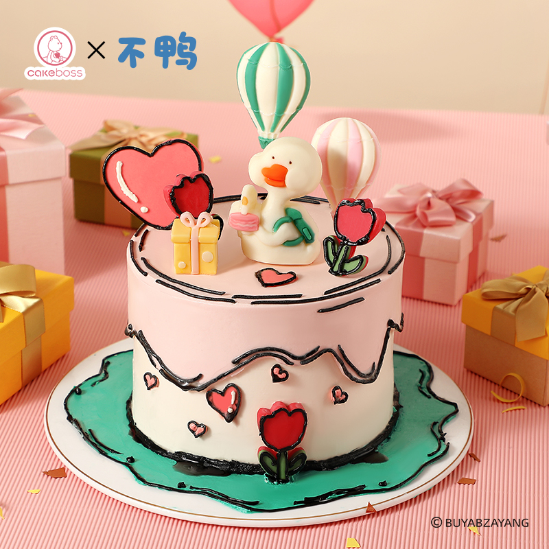 CAKEBOSS十周年不鸭联名限定庆祝的礼物乳酪生日蛋糕北京同城配送