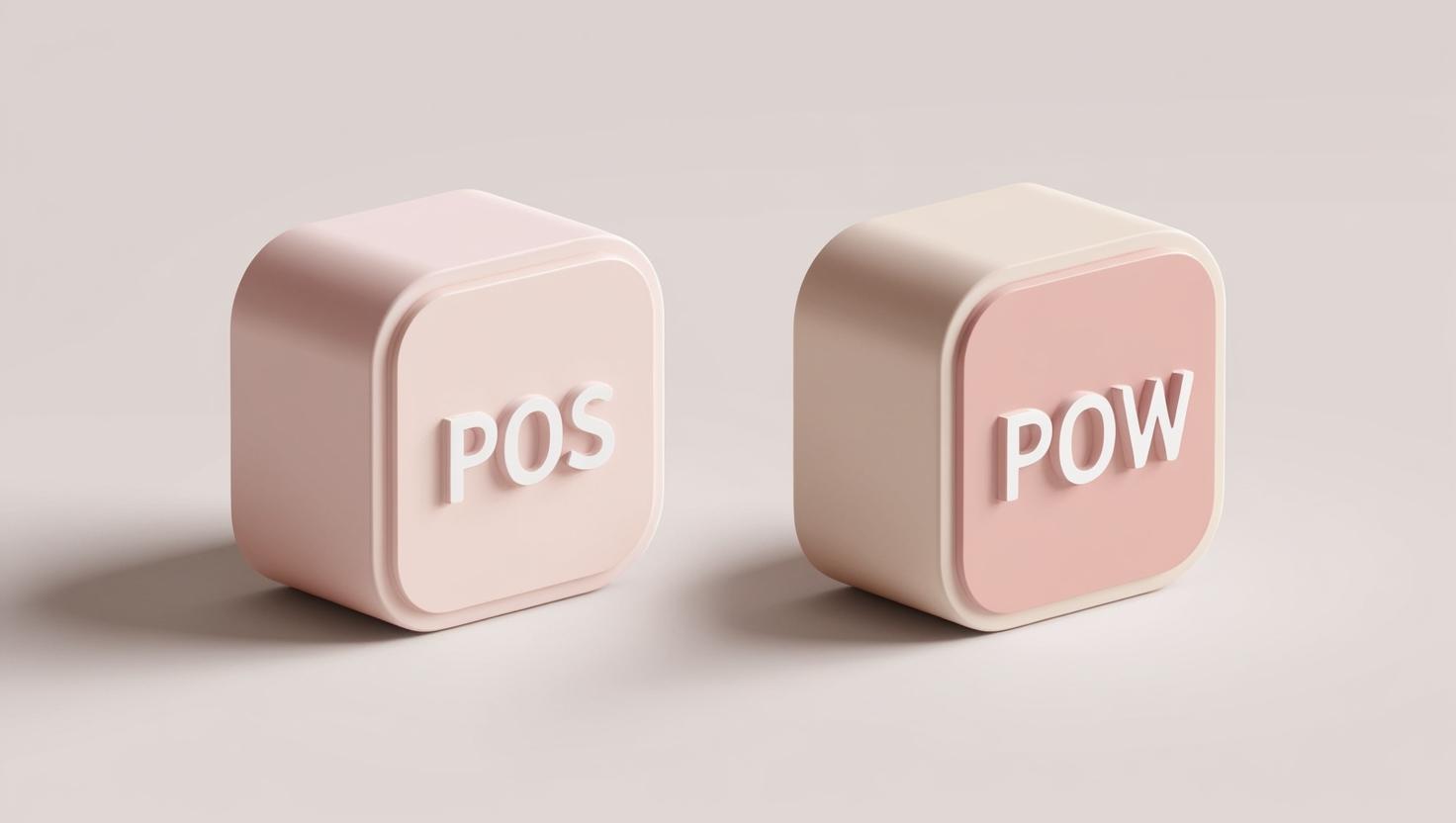 A 3D creative representation of POS and POW as icons in a light style, no more element, no text.jpg
