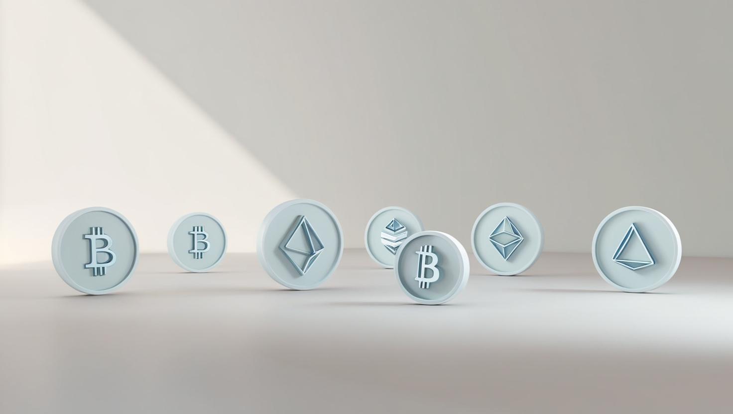 3D blockchain，meterverse， value icons in a light style, no more element, no word.jpg