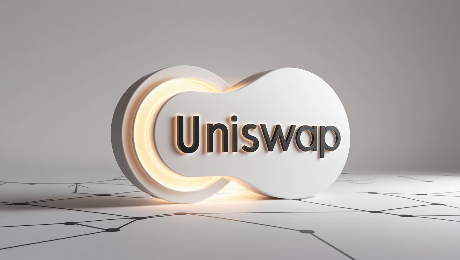 3D Glowing Uniswap logo with Layer-2 chain and Ethereum network in a light style, no more element, no word.jpg