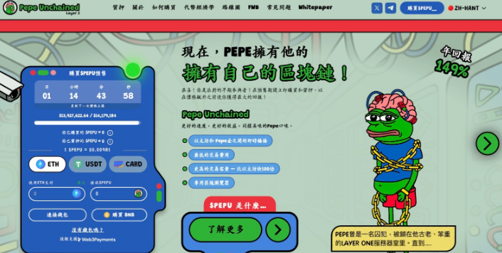 Pepe Unchained预售图表
