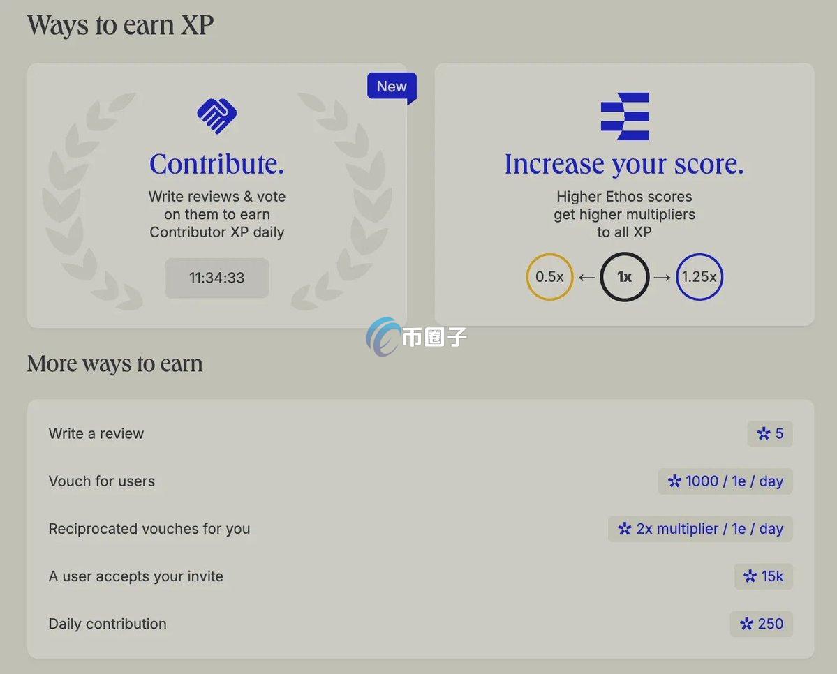 XP的获取方式类似每日任务：互评及担保以赚取XP