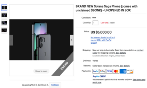 Solana Saga售罄Bay售价高达5000美元-第2张图片-本站